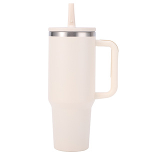 Cross-border new 40oz car cup 304 stainless steel double-layer heat preservation and cold preservation with handle suction pipe cup ice bully water cup