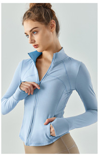 Autumn and Winter Warm fleece-lined Yoga Jacket Women's Thickened Slim-fit Slimming Sports Long-sleeved Zipper Running Fitness Top