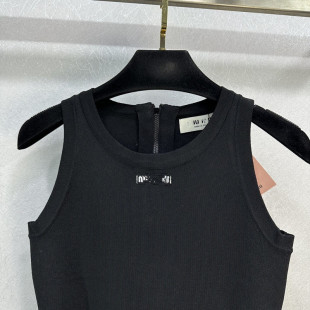 Early Spring New Style Nanyou miu Normcore Versatile Jacquard Embroider logo Girly Style Age-reducing Zipper Round Neck Vest for Women