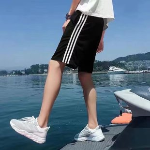 Shorts Men's Korean-style Fashionable Brand Ins Five-point Pants Loose Hong Kong-style Mid-length Pants Striped Sports Casual Pants for Men