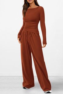 2024 Cross-border Amazon Autumn Hot Sale New Casual Women's Suit Irregular Slim Wide Leg Pants Sportswear