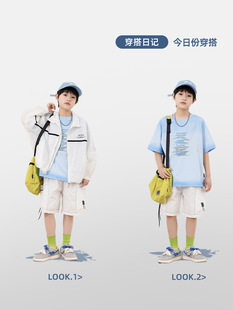 2025 Summer New Heavy Cotton Washed Tie-dyed Boys Short-sleeved suit Huzhou Zhili Children's Wear Children's Summer Wear
