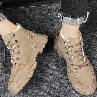 Foreign Trade fleece-lined Cotton Shoes Men's Warm Thickened Trendy All-match Outdoor Non-slip Work Shoes Fashion Casual Work Shoes