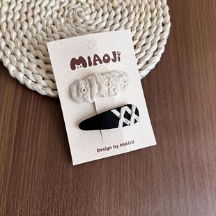 Korean Style Black and White Lace Bow Hairpin Western Style All-match Broken Hair Bangs Hair Accessories Little Girl Side bb Clip