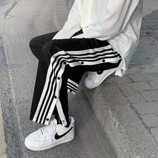 Full-breasted straight-breasted casual pants men's sports training loose new trend nine-point straight-breasted pants seconds off all-match
