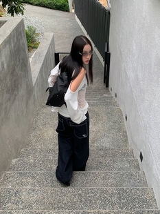 [9hour] High Street Spice Girls Wind Ming Line Jeans Women 2025 Spring Joker Wide Leg Pants Women hc1168