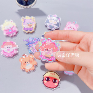 Cartoon cute note clip acrylic double-sided printing cartoon pp clip stationery paper small clip book clip wholesale