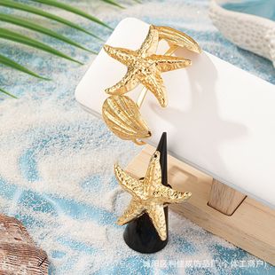 European and American Cross-border Holiday Style Starfish Shell Exaggerated Opening Bracelet suit Banquet Ocean Style Daily Matching Jewelry