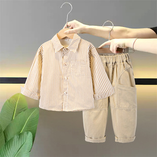 Boys' suit Spring and Autumn 2025 New Children's Autumn Sweater Vest Three-piece Set Baby Cool Fashionable Children's Wear