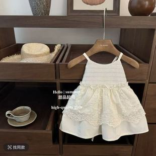 Aixi Japanese Western-style Embroidered Floral dress Summer Stitching Slip Skirt Baby Girl's Western-style Fashionable Princess Skirt