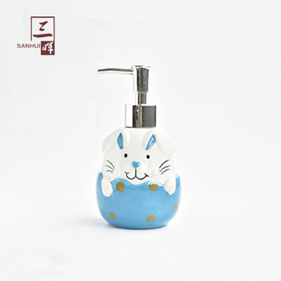 Modern Minimalist Ceramic Lotion Bottle Rabbit Shape Relief Hand Cleanser Bottle Rabbit Lotion Bottle Ceramic Bathroom Products
