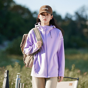 2024 Outdoor Trendy Brand Soft Shell Jacket Women's Spring and Autumn Outdoor Windproof Casual Jacket Hooded Mountain Climbing Sports