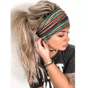 Women's European and American Hair Band Exquisite Printed Fitness Stretch Headwear Yoga Sweat-absorbent Hair Accessories