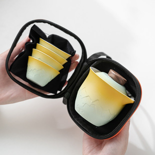Cultural creative ceramic portable travel tea set Suit Express Cup 1 pot 4 cups ceramic with filter tea making camping artifact
