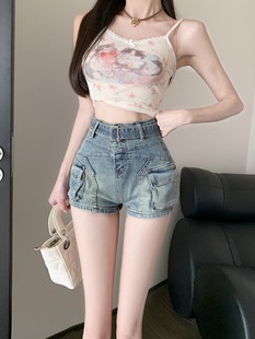 JEANS 2025 Summer American Style Hot Girl Low Waist Retro Wear Denim Shorts Women Sexy Loose Hot Pants