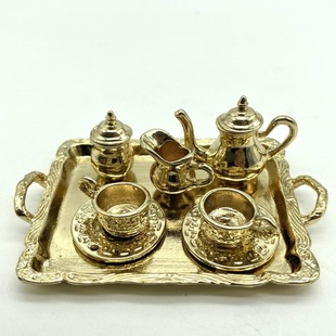 DollHouse doll house BJD miniature model OB11 mini alloy tea set kitchen accessories micro scene material