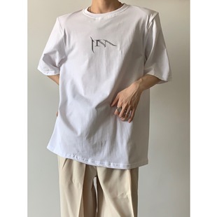 American Style Fashion Brand High-end Loose Short-sleeved Men's and Women's Shoulder Pad T-shirt Summer Thin T-shirt Draped All-match T-shirt Trend