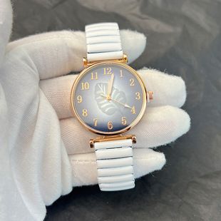 Cross-border hot fashion digital leaves literal student elastic band watch color elastic band quartz watch wholesale