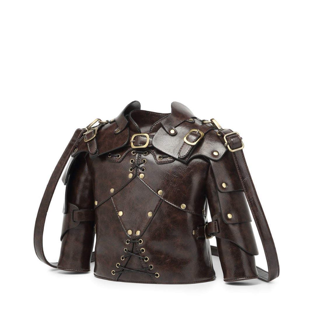 Cross-border exclusive fashionable retro medieval shoulder armor 3D handbag, unique Viking civilization crossbody bag