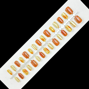 Red Brown Smudged Maillard Color Autumn and Winter Atmosphere Cat Eye Manicure Wearable Nails Short 30 Pieces Watercolor Pre-Made Nails