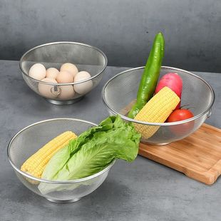 [7851 repurchase] stainless steel washing basket fruit plate washing basin net basket round fruit basket kitchen drain
