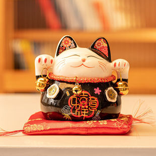Lucky Cat Piggy Bank Small Ornaments Shop Bar Opening Gift Ceramic Creative Living Room Japanese Home Piggy Bank