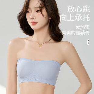 One-Piece Seamless Strapless Bra Flat Chest Small Chest Gathered Non-Running Cup Breasts Invisible Non-Slip Tube Top Underwear