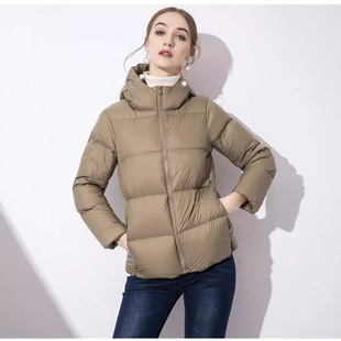 Cross-border Down Jacket Women's Autumn and Winter New Short Hooded Loose 90 White Duck Down Bread Clothing Lightweight Jacket