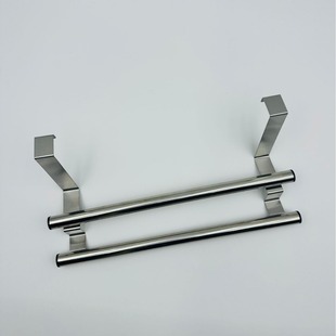 Double-Layer Double-Pole Towel Rack Stainless Steel Cabinet Door Rack Storage Rack Punch-Free Bathroom Rack