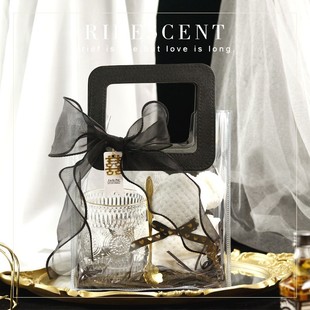 Black Transparent Gift Bag Hand Gift Bag Wedding Candy Bag Female Bridesmaid Gift Box Empty Box Tote Bag