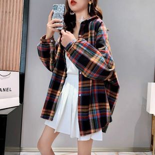 Plaid Shirt Women's Korean Style Design Sense Small Spring and Summer Retro All-match Loose Shirt Sun-drying Inner Jacket