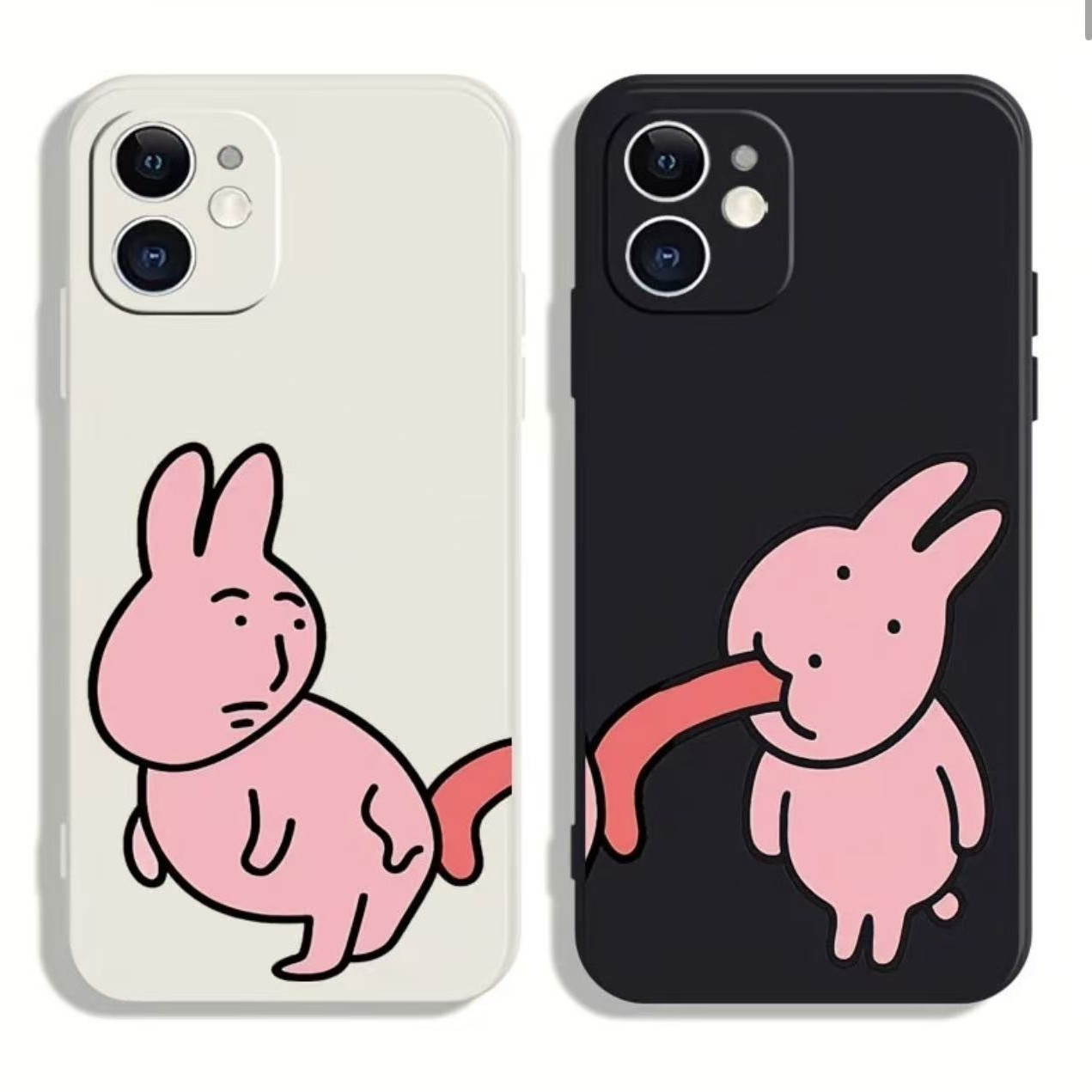 Funny Pink Rabbit Compatible Apple 17 Pro Max Phone Case iPhone 16 Soft Case 15 Transparent 14 Niche 13 Drop Protection