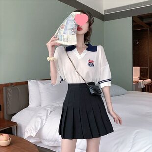 Skirt Suit Short-Sleeved Women's 2022 New Trendy Sweet and Sexy Skirt Waist Skirt Jk Style