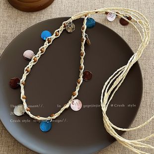 Vintage Bohemian Ethnic Style Woven Hair Band Women's dress Tight Waist Mesh Yarn Waist Chain Hair Accessories Hair Band Accessories