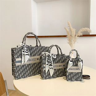 Popular Cross-border 2025 New Tote Bag Fashionable All-match Portable Women's Bag Large Capacity Single-shoulder Crossbody Silk Scarf Bag