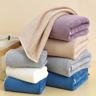 Bath towel coral fleece household plain color adult than cotton absorbent large towel children soft bathrobe beach towel wholesale