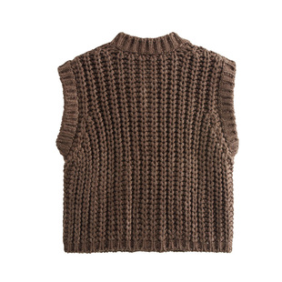 Cross-border Women's Autumn Sweater Vest 2024 Street Fashion European and American Style Knitted Vest New Thick Needle