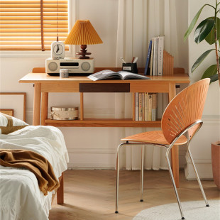 Euler Furniture Nordic Solid Wood Desk Small Apartment Log Furniture Japanese Style Simple Cherry Wood Computer Desk Writing Desk