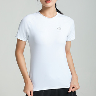 Spring and Summer Nylon Ice Silk Quick-drying T-shirt Sportswear Fitness Running Short-sleeved Women's Letter Solid Color Outdoor Sports Top