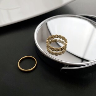 Wealth-making Treasure Personality Family Style Ring Women's Color-free Trendy Index Finger Antique Titanium Steel Copper Money Five Emperors Money Ring