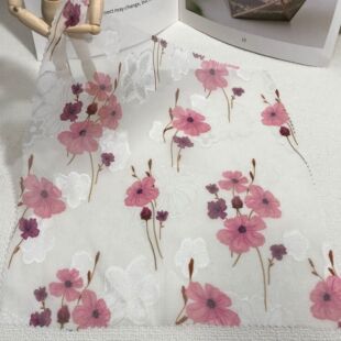 Spring and Summer New Jacquard Chiffon Cut Flower Printed Fabric Small Fresh Floral Series Dress Kidsren's Clothing Shirt Fabric