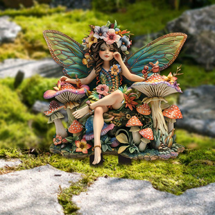 Cross-border acrylic 2d flat ancient spirit monster cute winged fairy potted plant decorative floor props