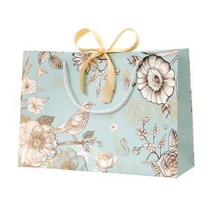 National fashion retro flower and bird gift bag gift packaging bag clothing handbag jewelry paper bag distribution ribbon