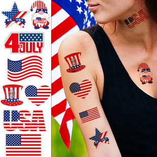 Amazon New US Independence Day Face Sticker USA National Day Party Decoration Self-adhesive Love Flag Sticker