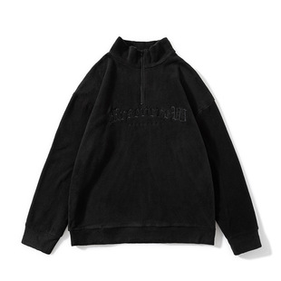 Customized Autumn and Winter Trendy Brand Polar Fleece Sweatshirt Embroidered Letter Stand Collar Zipper Sweatshirt Large Size Hong Kong Style Couple Sweatshirt
