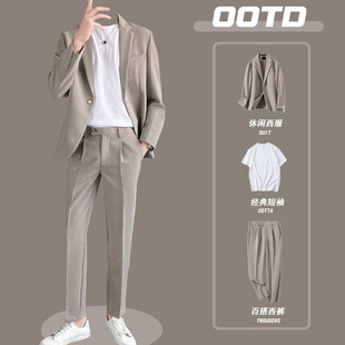 Factory direct casual small suit men's suit fashion ruffian handsome loose suit Korean version of high-end feeling thin male god fan