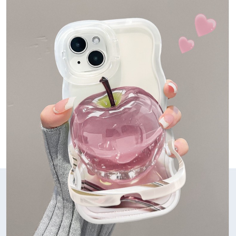 Crystal Apple Dual Stand Case for Apple 16 Pro, iPhone 14 Max, New 13 Full Coverage, 12 Pro