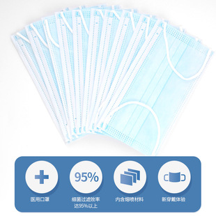 Medical independent sterile packaging Ganda disposable surgical mask 50 adult three-layer soluble spray cloth