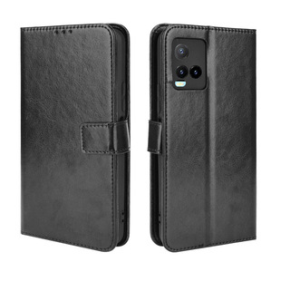 For vivo Y21 mobile phone case Y33S Crazy Horse pattern flip leather case Y21S protective case lanyard card wallet type