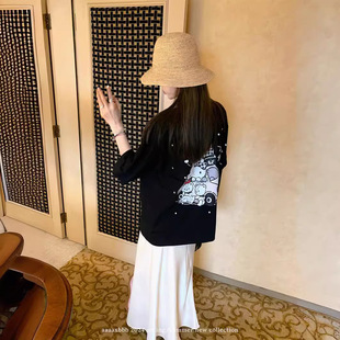 Aaaaxbb милый кот хлопчатобумажная футболка oversize милый принт свободный круглый воротник с короткими рукавами
